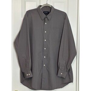 Nautica Button Up Shirt Men's XL Gray  100% Cotton Long Sleeve Office Casual
